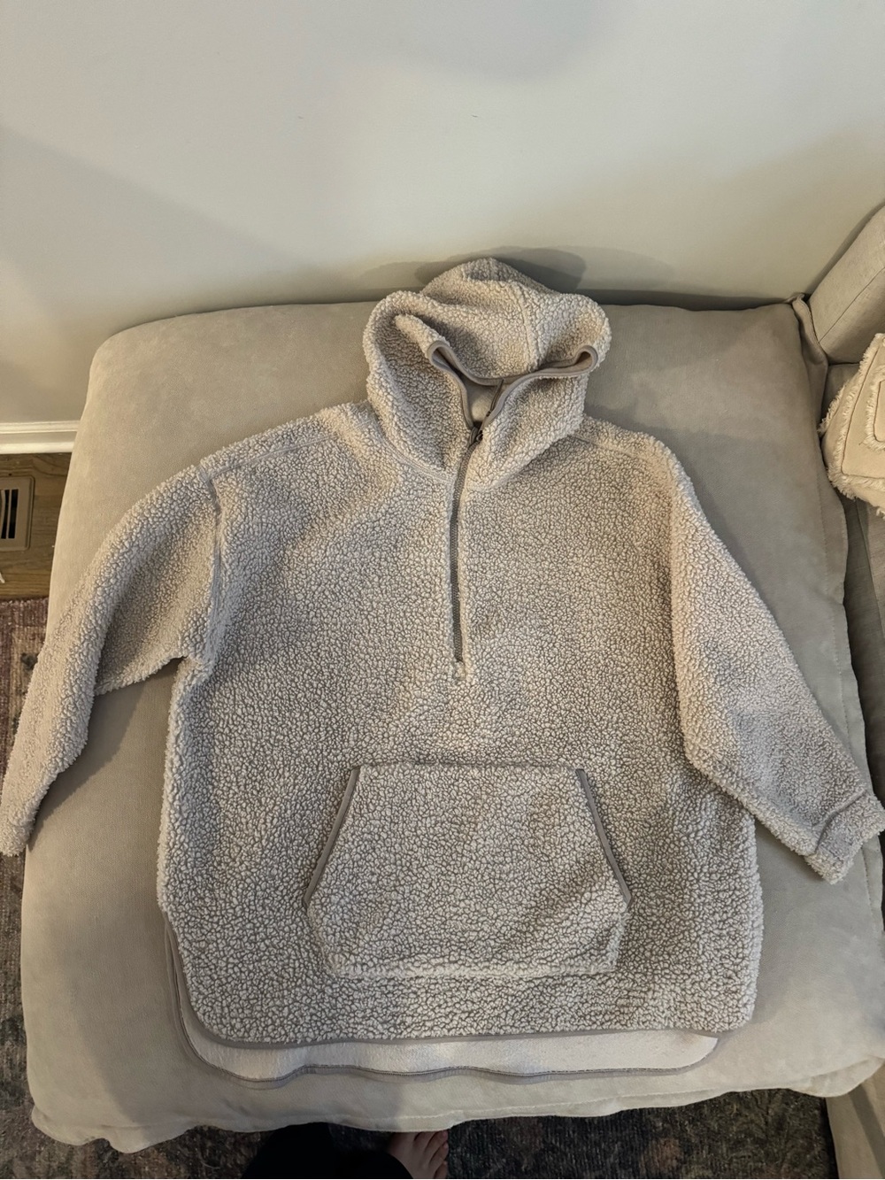 Old Navy Cream Sherpa Half-Zip Hoodie oversized